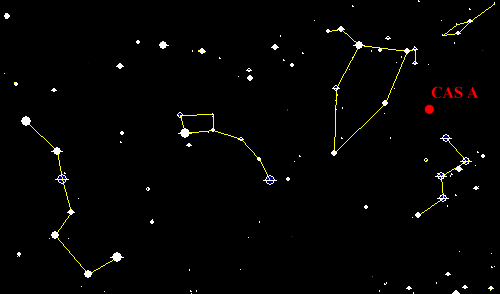 Mapa – poloha objektu Cas A