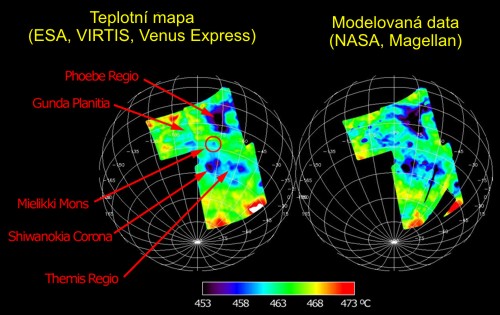 Teplotní mapa Venuše