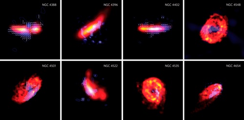 Galaxie z kupy v Panně zobrazené prostřednictvím HI emise