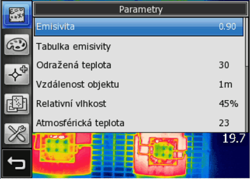 Nastavení parametrů měření u termokamery FLIR T440